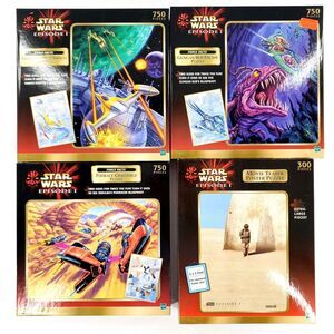 Star Wars Episode 1 Jigsaw Puzzle Lot Of 4 Force Facts & Movie Teaser New Sealed